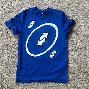 COPY - Blue T-Shirt with White and Black Arrow Design